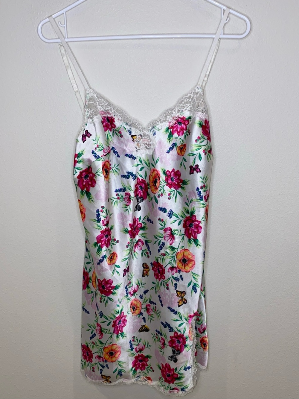 Victoria’s Secret Babydoll Silk Dress Women’s Large Floral Butterfly Nightgown